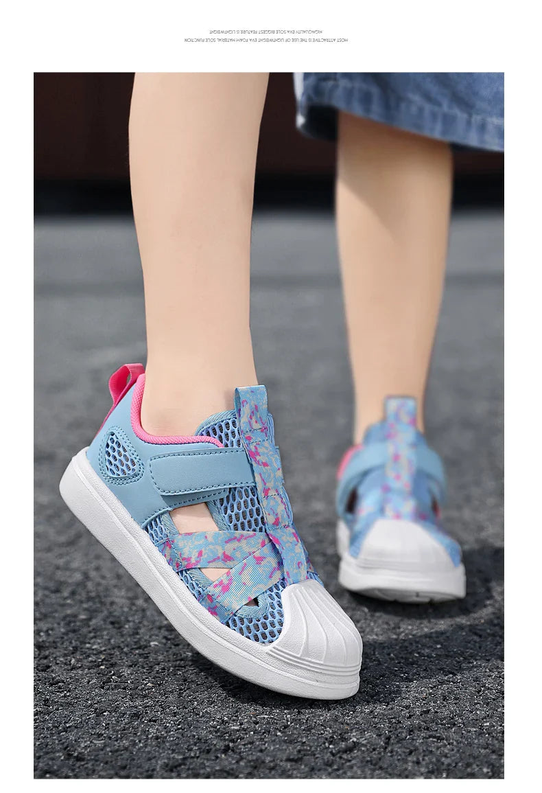 Fashion Children Soft Casual Shoes Girls Light Chunky Air Mesh Sneakers Kid Summer 4 5 6 7 8 Princess Net Sport Footwear Korean