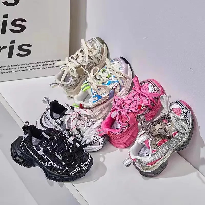 Children's Sneakers Chunky 2025 New Girls Basketball Shoes Fashion Versatile Kids Causal Boys Sports Shoes for School Breathable
