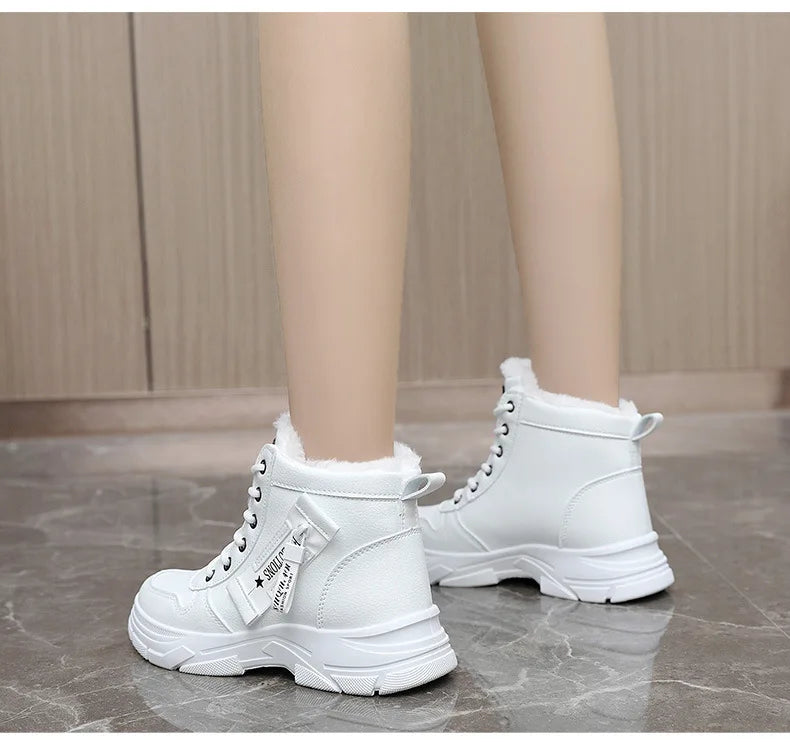 zapatos de mujer Designer Sneakers for Women Casual High Top Shoes Womens Winter Plush Lined Warm Thick Lace-up Sports Shoes