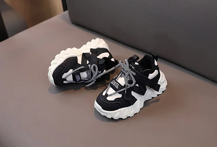 New Arrival Children Sneakers Pretty Silhouette Girl Running Shoes Pink Black Khaki Trendy Kids Shoes Boys Training Shoes