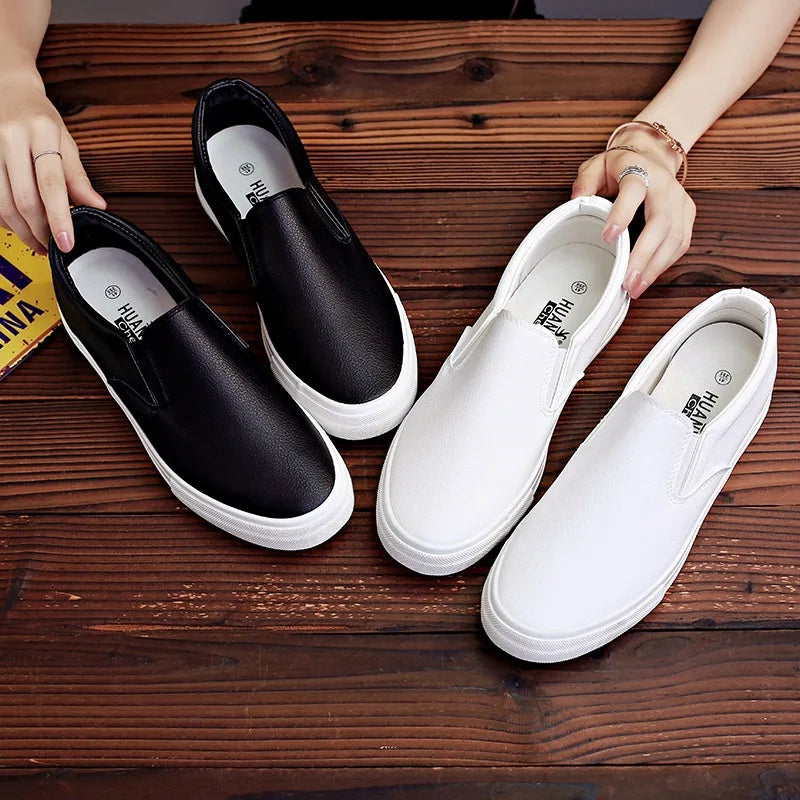 New Shoes for Men Leather Casual Shoes Spring Fashion Concise Flat Shoes 2 Colors Slip-on Loafers   (Available)