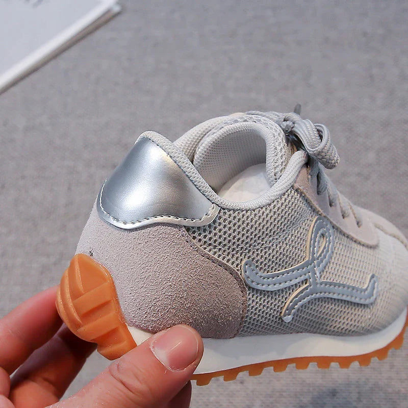 Children's Sneakers 3-18 Years Old Four Seasons Yellow Breathable Boys Girls Casual Shoes Gray Soft Non-slip Kids Running Shoes