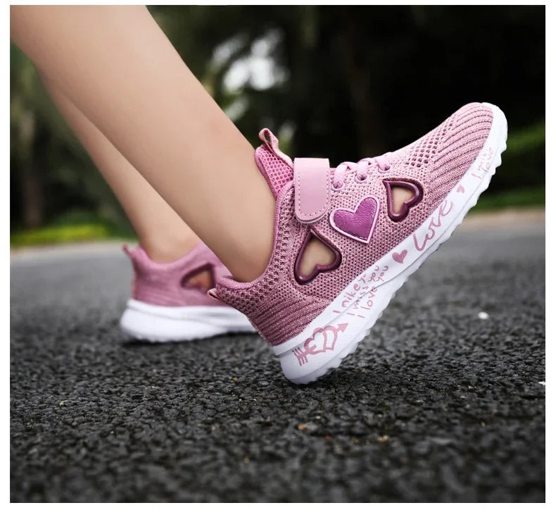 2025 Girls Casual Shoes Children Light Mesh Sneakers Kids Summer Autumn Tenis Cute Sport Cartoon Running Sock Footwear Female