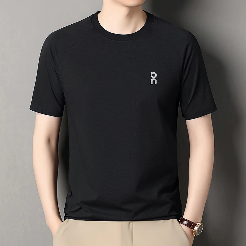 Men's Short Sleeve T-Shirt 2026 Summer New Lightweight Round-Neck Loose Fit Stretch Underwear for Middle-Aged and Young Adults