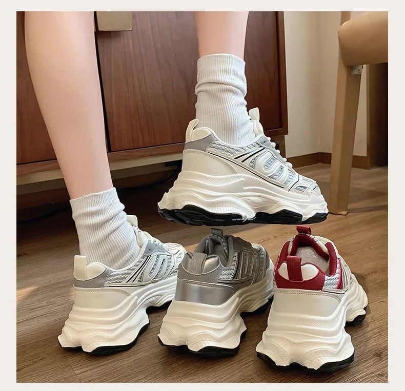 Women Sneakers Autumn Fashion Breathable Casual Shoes Women Mesh Lace Up Comfort Platform Vulcanize Shoes Zapatillas De Mujer