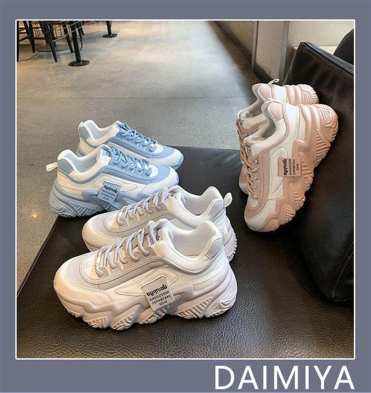 2023Women Shoes Fashion Trend Casual Sneakers Women Comfortable Soft Bottom Lace Up Female Platform Shoes Zapatos De Mujer