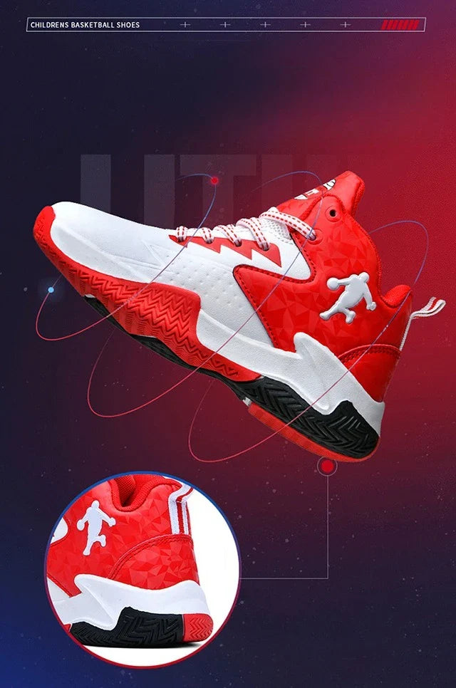 Fashion Basketball Shoes for Kids High-top Sneakers Children Casual Sports Shoes Ankle-protected Anti-slippery Gym Trainers Boys