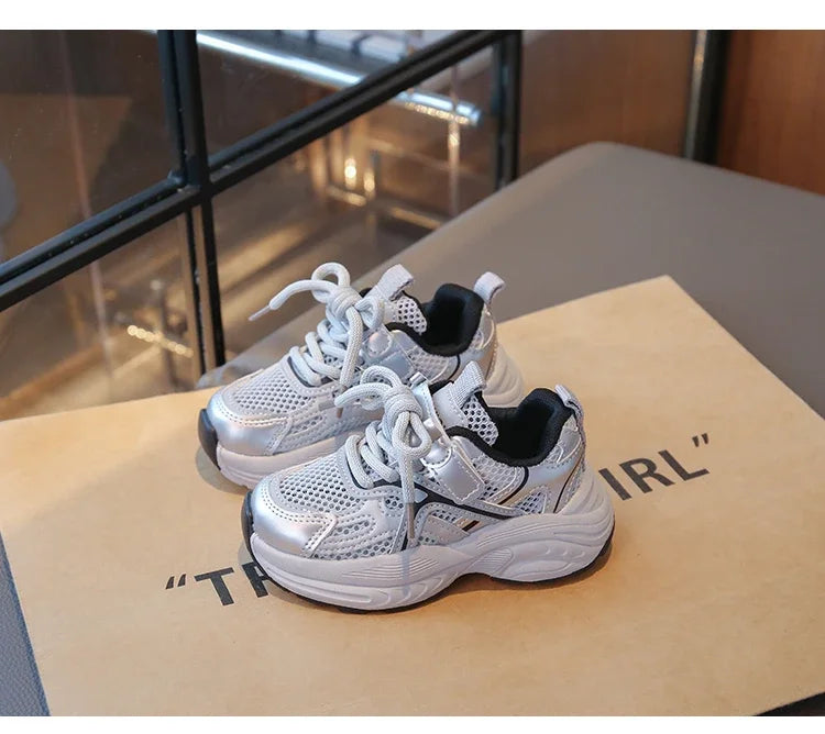 Kids Sneakers Mesh Breathable Girls Running Shoes Non-slip Thick Soft Sole New Children Sports Shoes Mesh Breathable Trendy