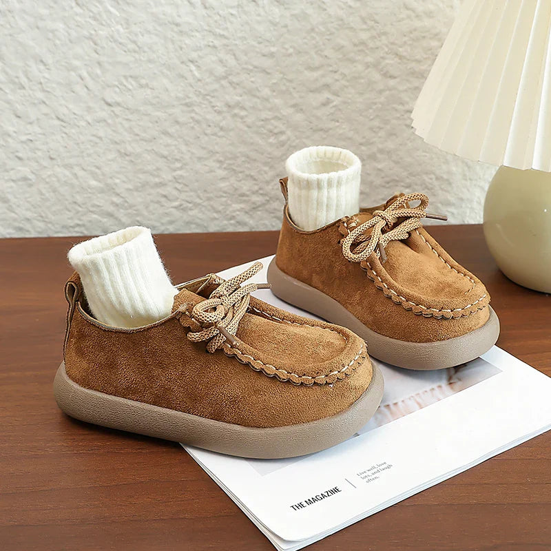 Kids Casual Loafers for Boys Girls 2025 New Autumn Toddler Walking Shoes Non-slip Thick Sole Retro Chic School Outdoor Footwear