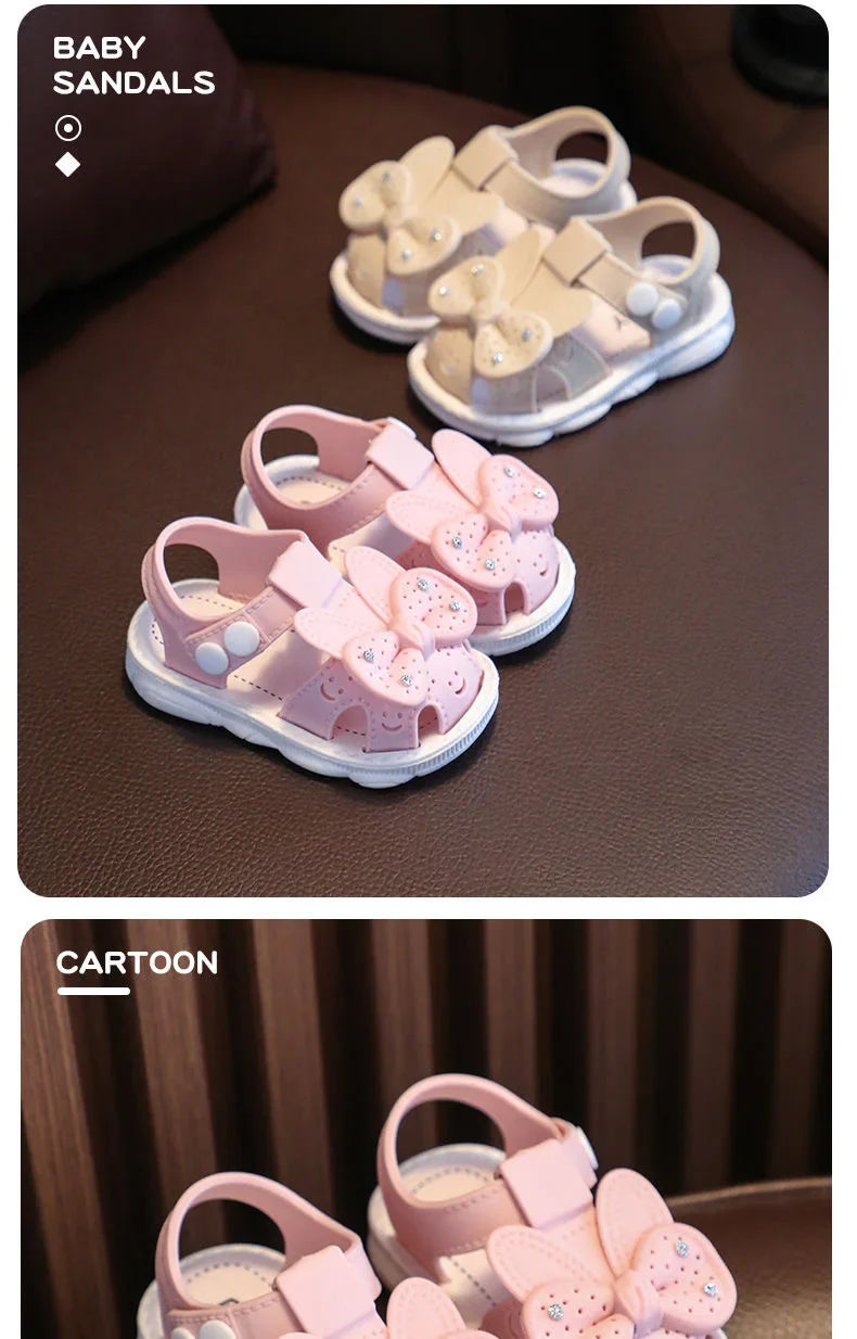 Solid Bow Children's Summer Shoes Cute PVC Beach Non Slip Sandals For Baby Girls Footwear Soft Infant Kids Fashion Sandals