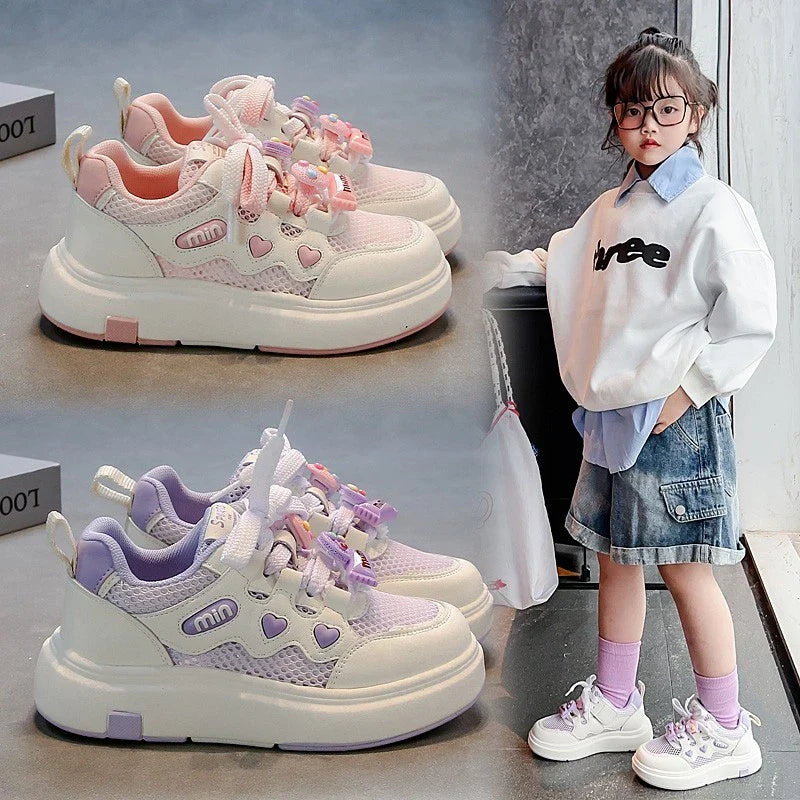 Girls' mesh shoes Spring and Autumn new children's sports shoes mesh breathable girls' casual shoes board shoes