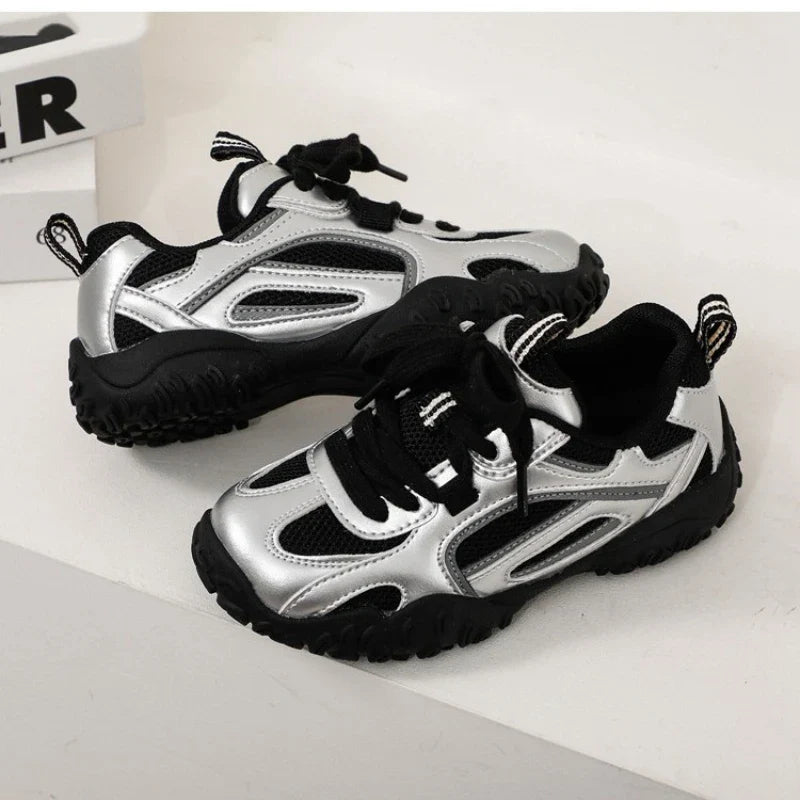Boys Girls Skate Sneakers 2025 New Autumn Toddler Walking Shoes Soft Sole Non-slip Versatile School Outdoor Mountain Trainers