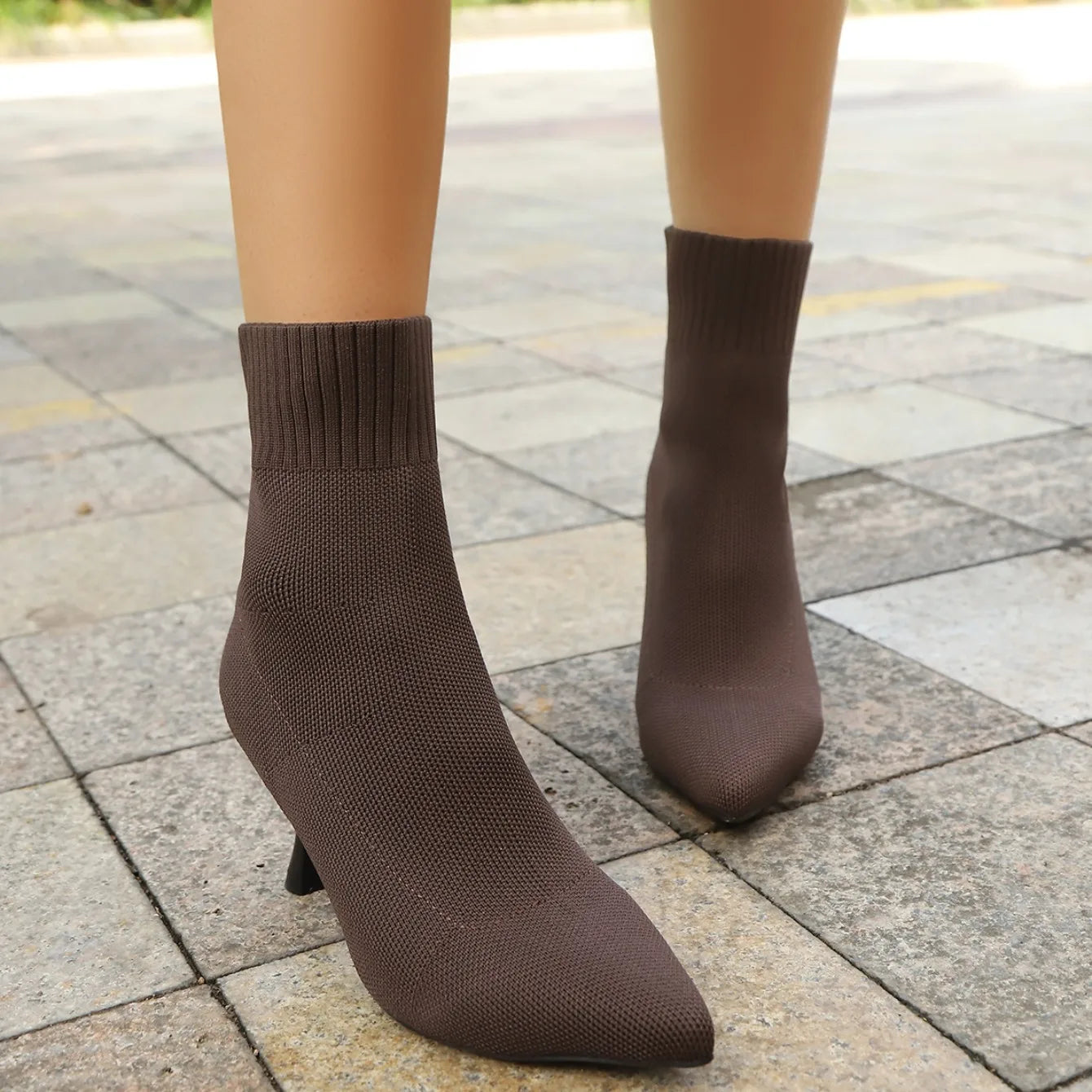 Spring Autumn Women Ankle Boots Slip-On Sexy Chelsea Boots Women Luxury Stretch Fabric Women Socks Shoes Pointed Toe High Heels