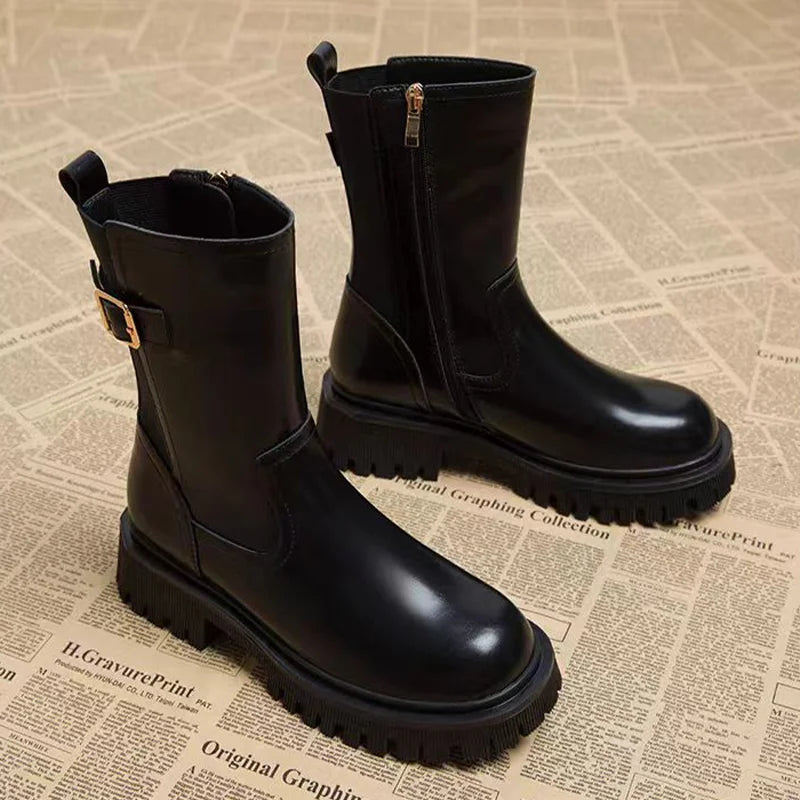 Women's Boots Designer Heeled Shoes Leather Retro Ankle Boots 2025 Fashion Goth Chelsea Boots New Walking Cozy Dress Mujer Botas