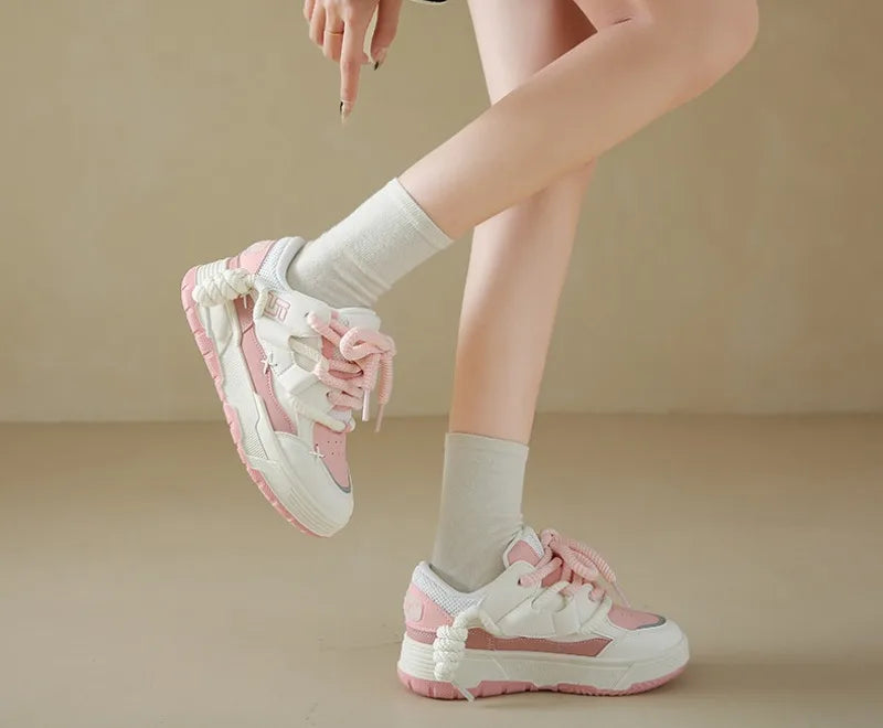 Trendy Women's Men Chunky Sneakers Versatile Casual Thick Soled Board Shoes Female Little White Shoes Walking Shoe Hombre Mujer