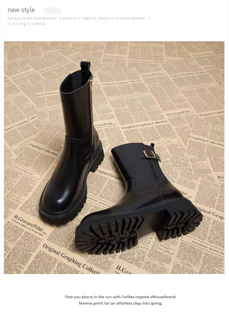 Women's Boots Designer Heeled Shoes Leather Retro Ankle Boots 2025 Fashion Goth Chelsea Boots New Walking Cozy Dress Mujer Botas