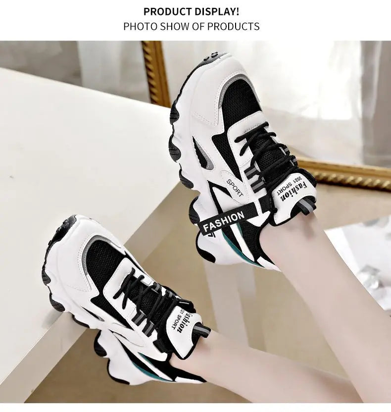 Zapatillas Mujer Sneakers Trendy Mesh Platform Sneakers Leather Shoes Breathable Socofy Casual Sports Shoes Women Flats2024