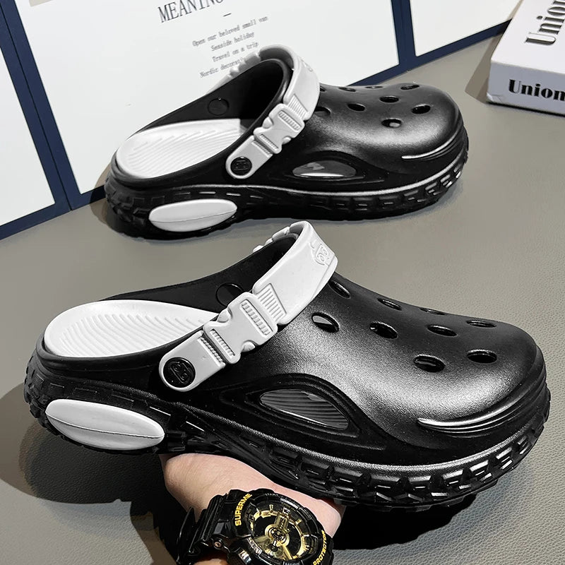 Summer Men's Thick Soled Non-Slip Breathable Toe-Cap Sandals Casual Beach Slippers