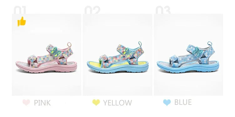 Cute Girls' Pink Soft Sole Flat Sandals Summer Breathable Kids Baby Sport Sandals Outdoor Beach Shoes Walking Size 25-38
