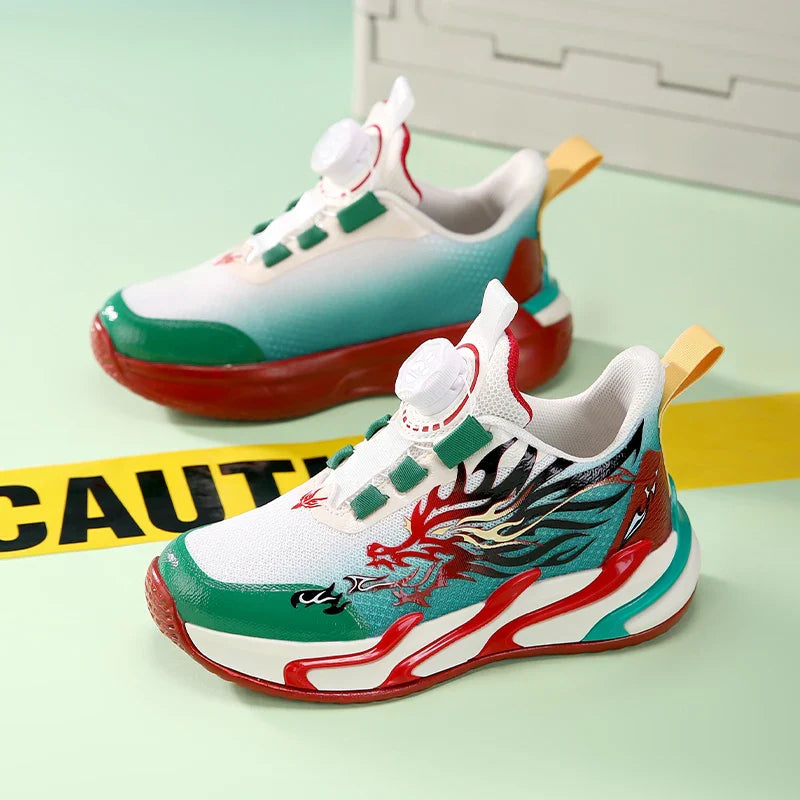 2025 New Children's Casual Sneakers Fashion Rotary Buckle Sports Shoes Kids Running Sneakers Spring Comfortable Boy Trainers