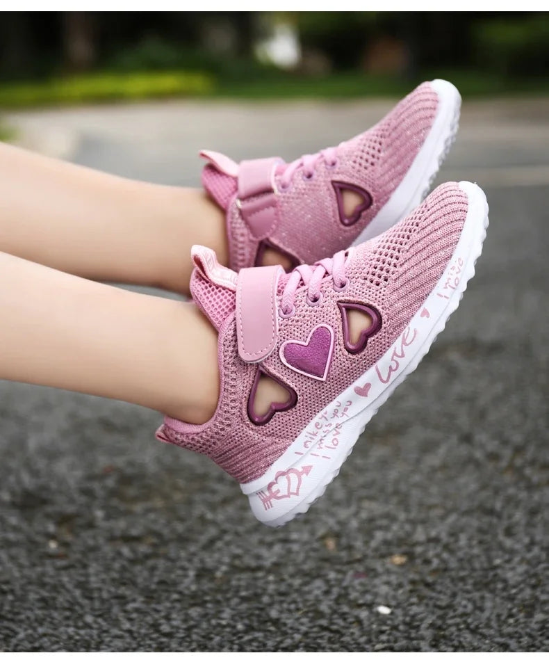 2025 Girls Casual Shoes Children Light Mesh Sneakers Kids Summer Autumn Tenis Cute Sport Cartoon Running Sock Footwear Female