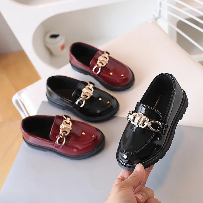 Children's Shoes Girls Autumn Princess Fashion Leather Shoes Kids Soft Sole British Style Black Student Performance Shoes