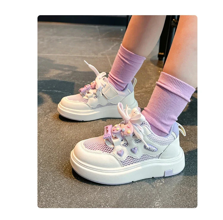 Girls' mesh shoes Spring and Autumn new children's sports shoes mesh breathable girls' casual shoes board shoes