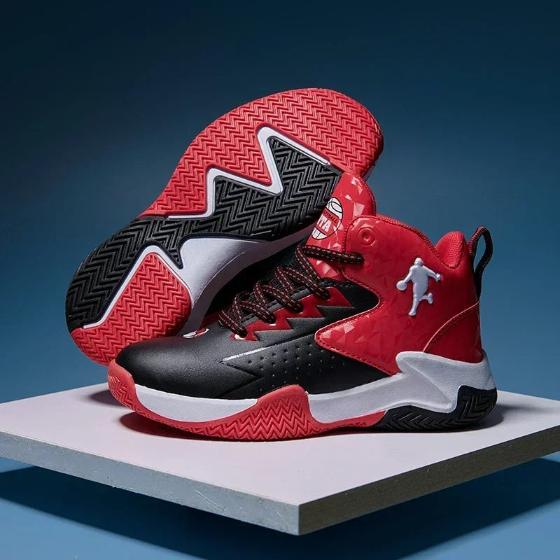 Children Basketball Shoes for Boys Girls Kids Teenagers Breathable Non-slip Lace Up Indoor Outdoor Training Sneakers Tennis Shoe