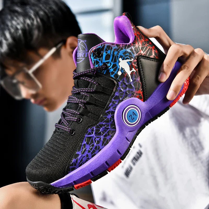 Hot Sale Cheap High Basketball Sneakers Men Women Fashion Printed Basketball Trainers Baskets Outdoor Platform Sport Shoes Boys