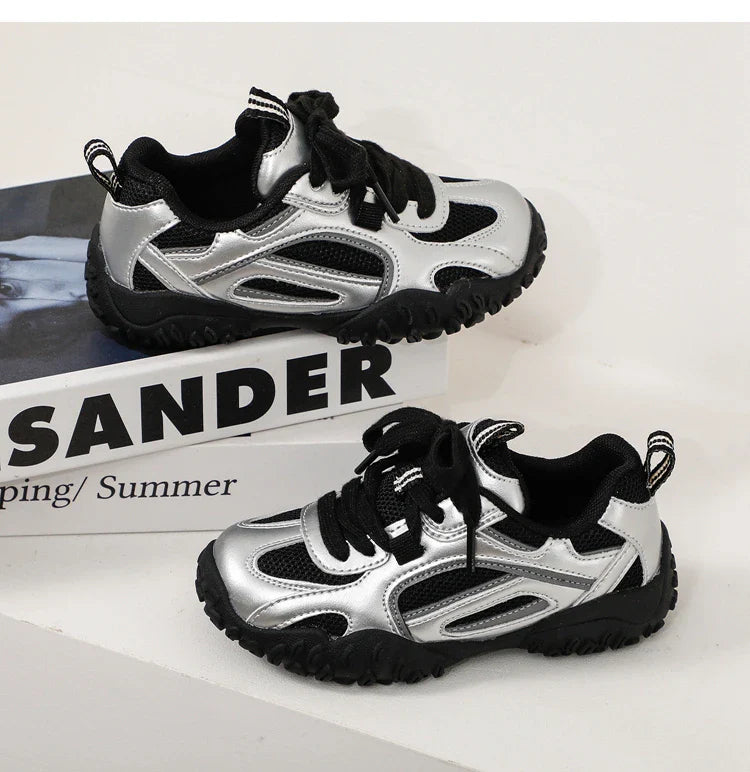 Boys Girls Skate Sneakers 2025 New Autumn Toddler Walking Shoes Soft Sole Non-slip Versatile School Outdoor Mountain Trainers
