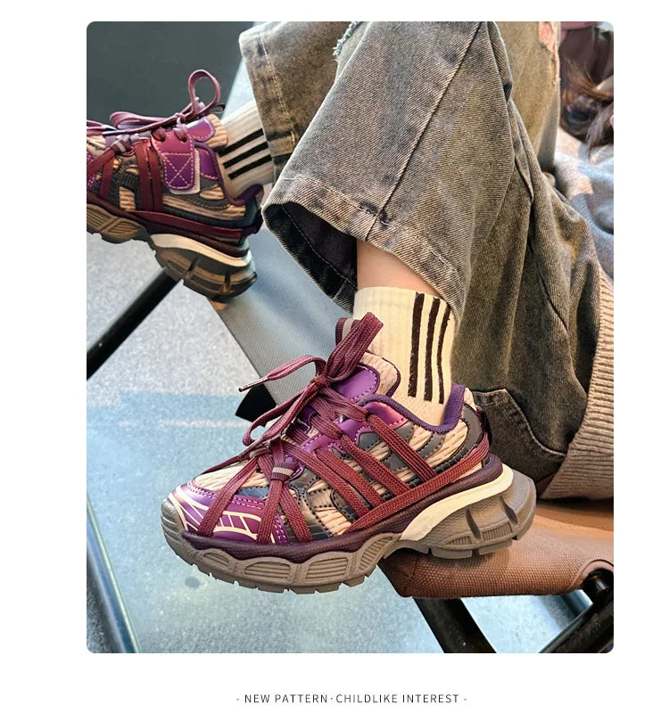 Children's Sneakers Chunky New Girls Basketball Shoes Fashion Versatile Kids Causal Boys Sports Shoes for School Breathable