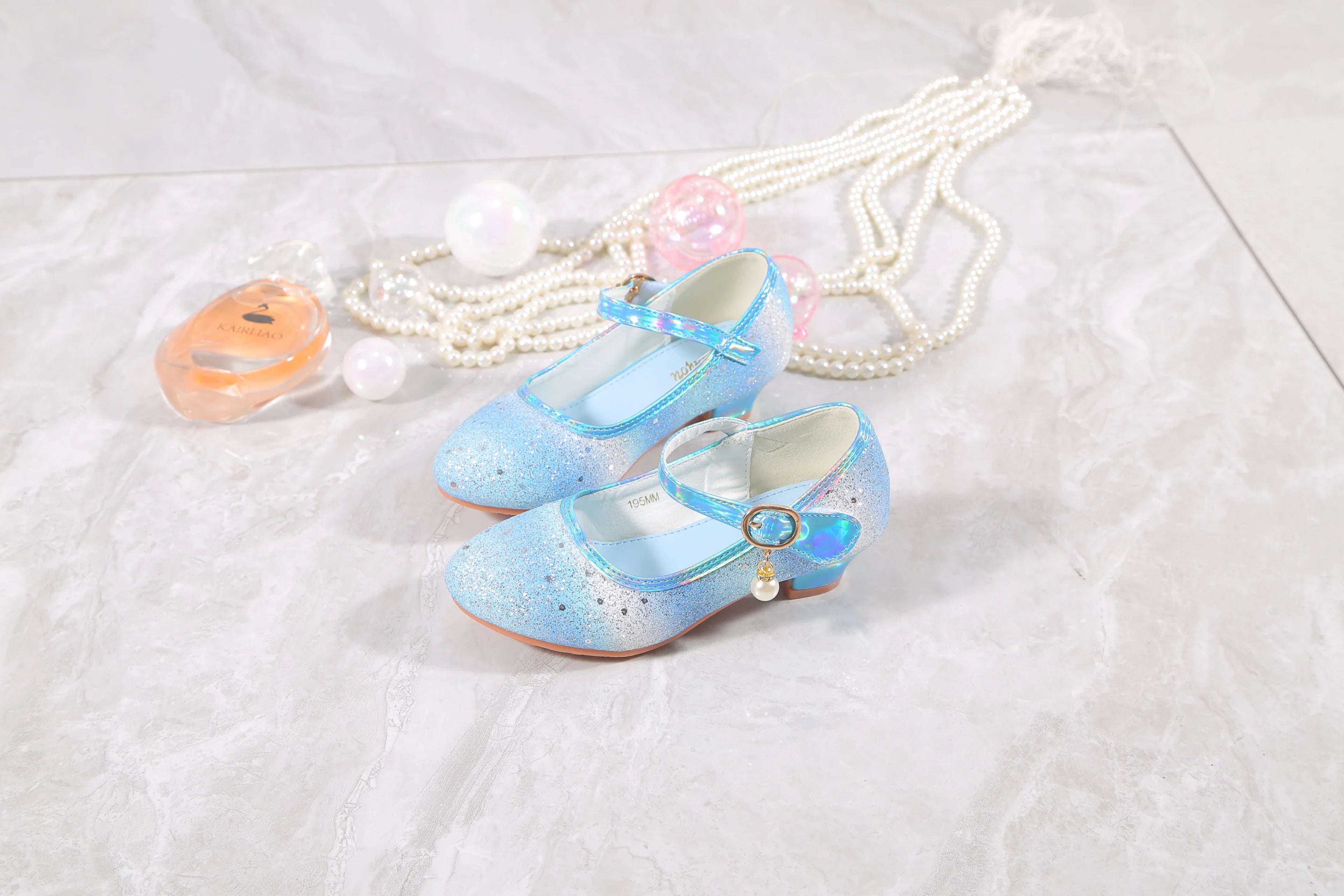 YUNICUS Girls High Heels Princess Shoes Students Children's Single Shoes Little Girl Performance Sequins Glitter Leather Shoes