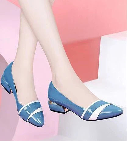 Woman Pumps Office Shoes For Women Pointed Toe Square Heels Low Heel Elegant Luxury Leather Casual Stylish With Premium A