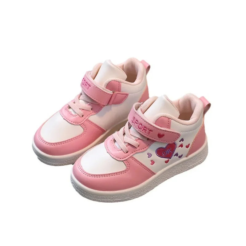 Children's Sports Shoes 2024 Spring and Autumn New Cute Girls' Sneakers Versatile Soft Breatheable Hook & Loop Fashion Kids Shoe