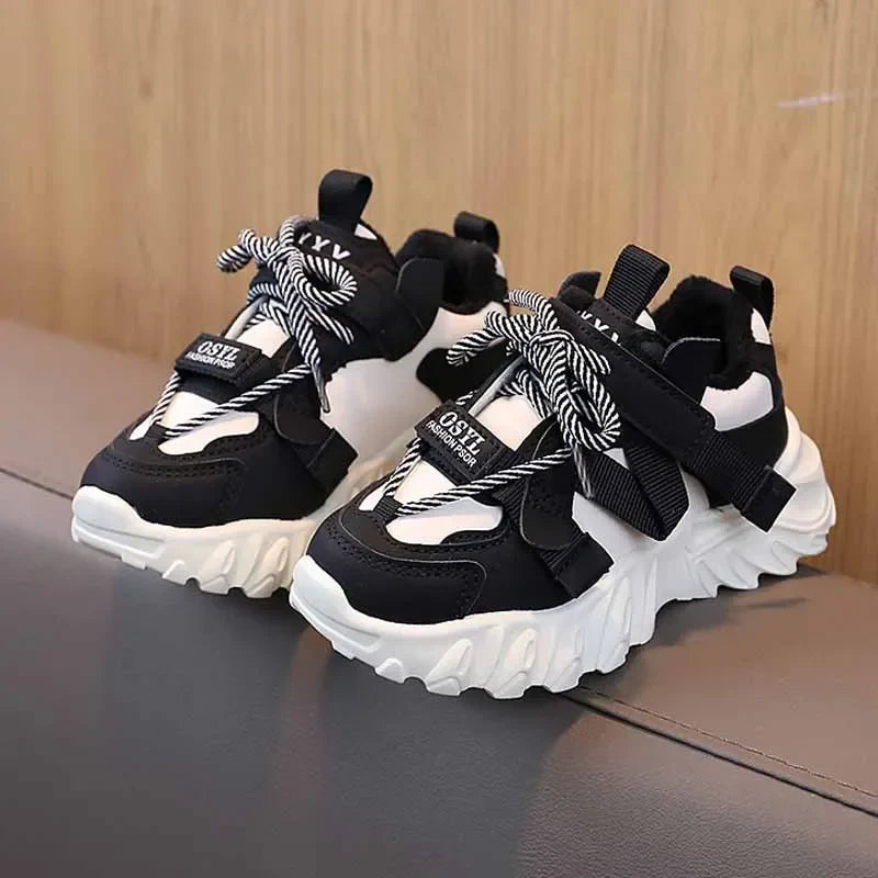 New Arrival Children Sneakers Pretty Silhouette Girl Running Shoes Pink Black Khaki Trendy Kids Shoes Boys Training Shoes