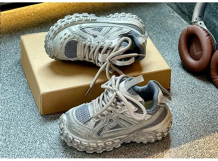 Children Running Shoes Non-slip Boys Girls Sneakers Mesh Breathable 2025 Spring Autumn New Kids Sports Shoes Thick Soft Bottom