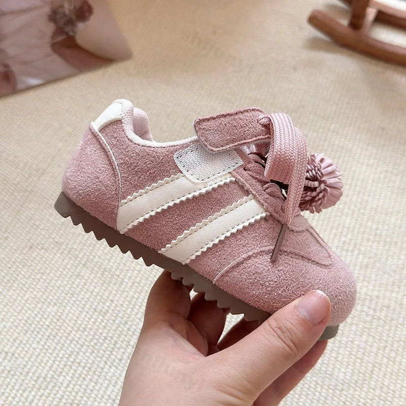 Girls Casual Sneakers 2025 Autumn New Toddler Flat Shoes Flower Children Retro Classic Fashion Non-slip Kids Running Sport Shoes