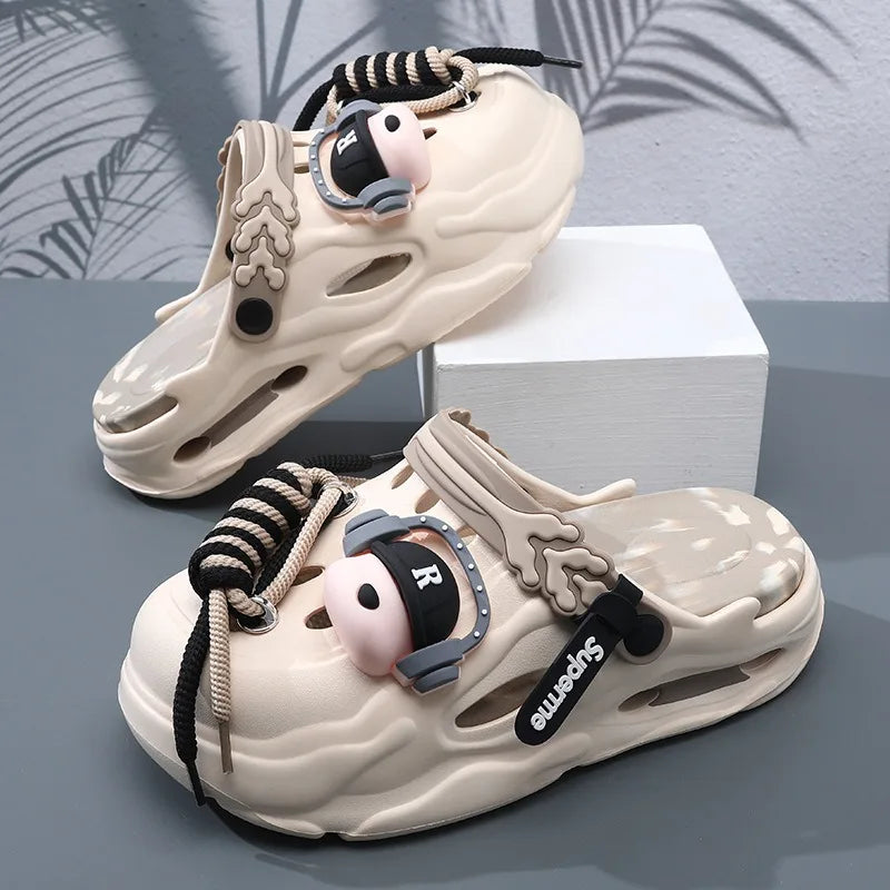Couple Summer Thick-soled Hole Shoes Non-slip Bag Head Slipper Breathable Cartoon Mens Womens Beach Outdoor Sports Beach Sandals