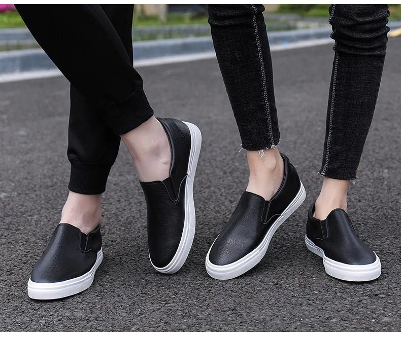 New Shoes for Men Leather Casual Shoes Spring Fashion Concise Flat Shoes 2 Colors Slip-on Loafers   (Available)
