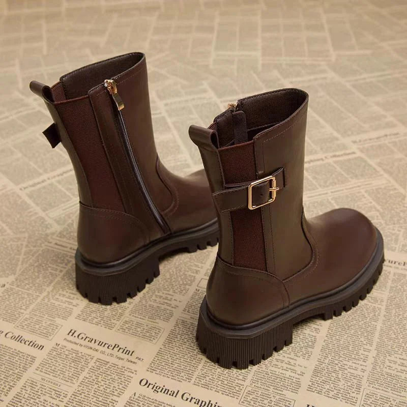 Women's Boots Designer Heeled Shoes Leather Retro Ankle Boots 2025 Fashion Goth Chelsea Boots New Walking Cozy Dress Mujer Botas