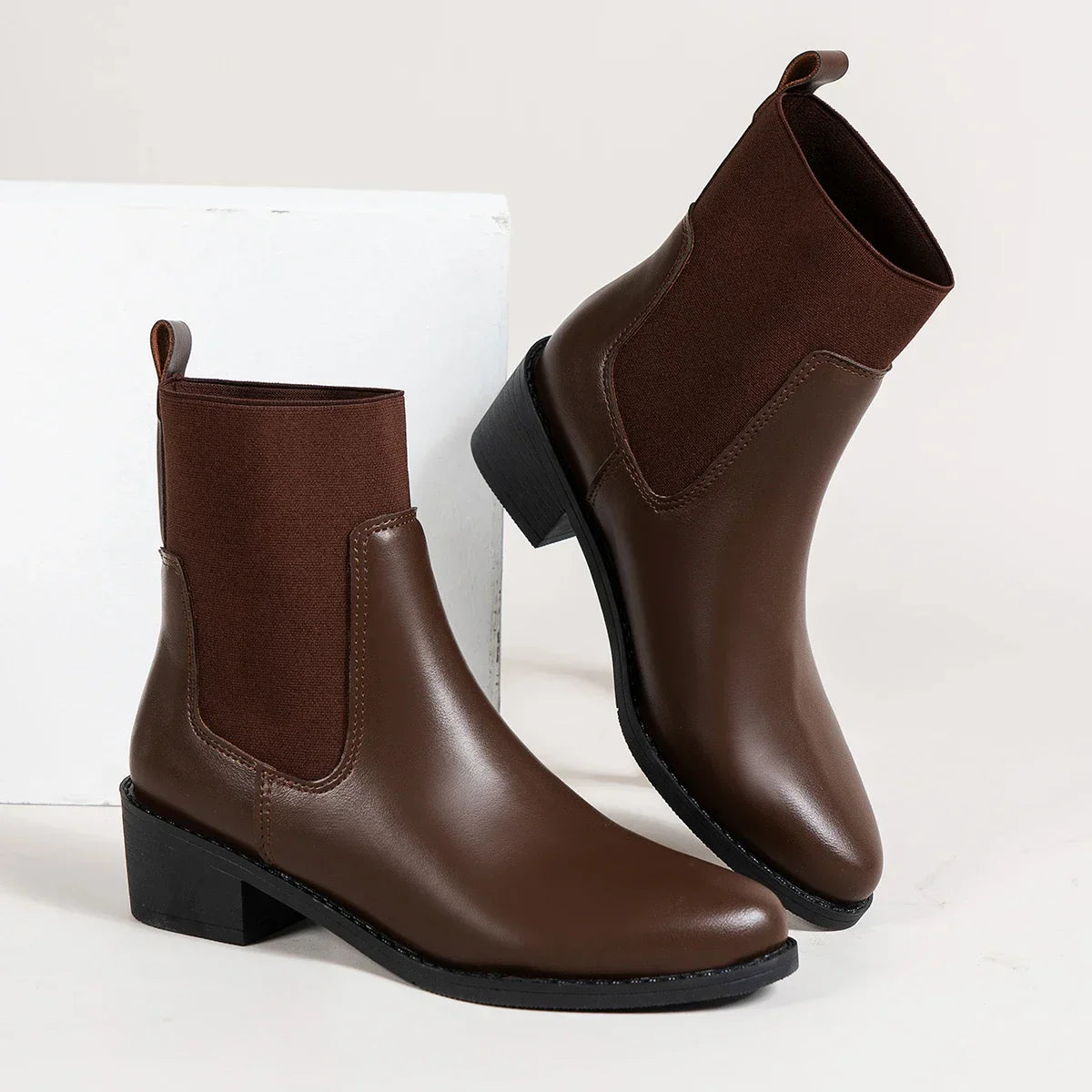 Fashion Boots Women's Short Boots 2023 New Style Thick Heel Chelsea Boots Women's Versatile Elastic Thin Boots Comfortable