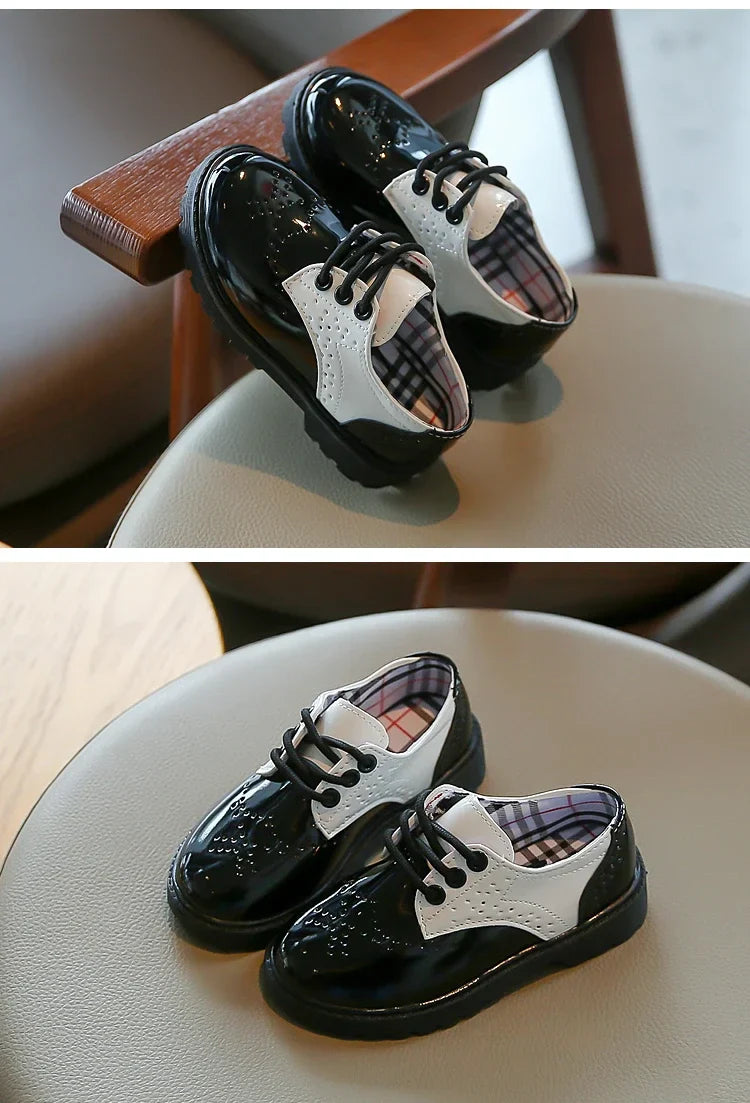 Boys Girls Fashion Leather Shoes 2025 Children New Style Oxfords Kids Flats for Baby School Party Formal Wedding Leather Shoes