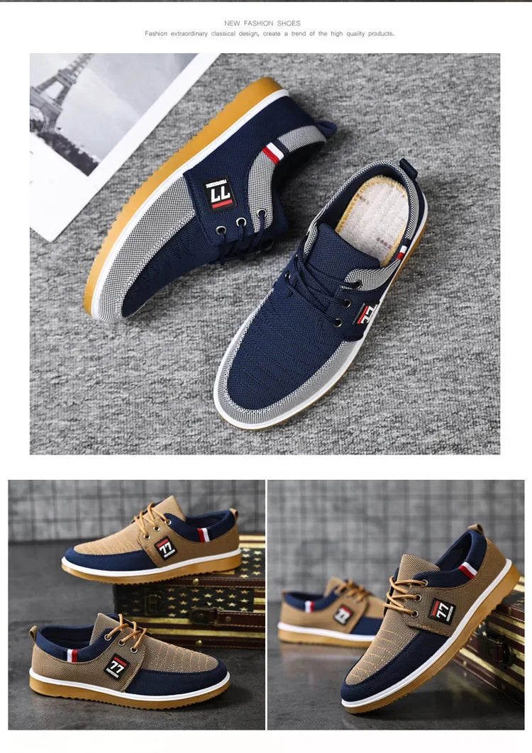 Sneakers Shoes for Men Canvas Shoes Breathable Beef Tendon Bottom Casual Vulcanized Shoes Work Footwear Tenis Masculino2024 (Available)