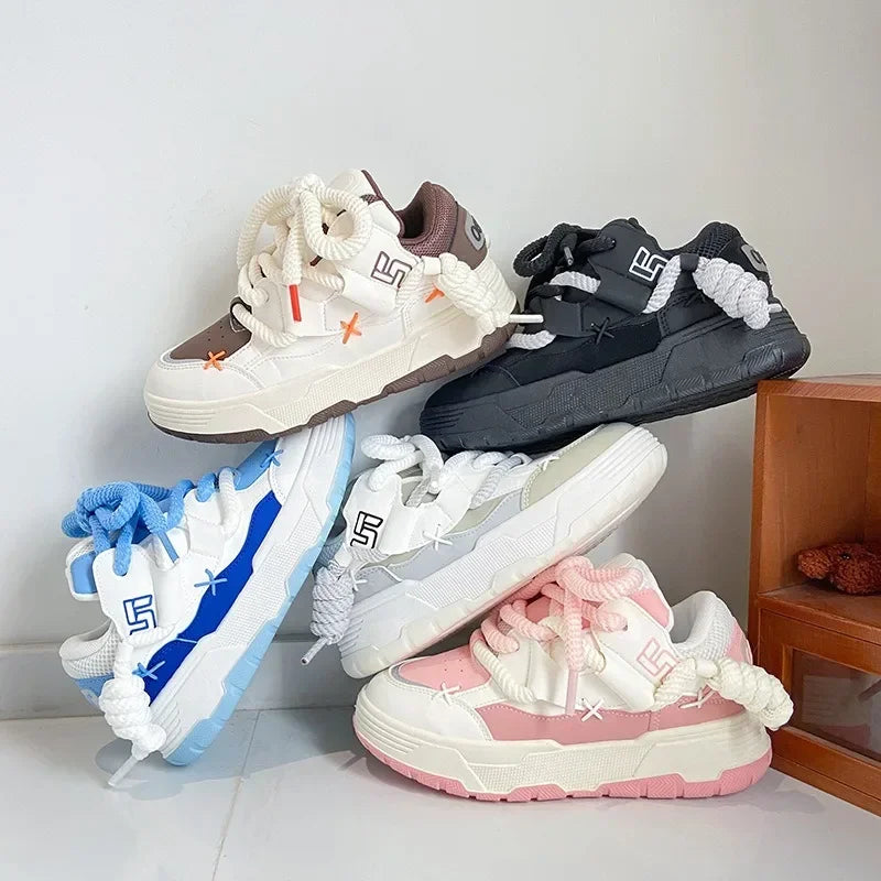 Trendy Women's Men Chunky Sneakers Versatile Casual Thick Soled Board Shoes Female Little White Shoes Walking Shoe Hombre Mujer
