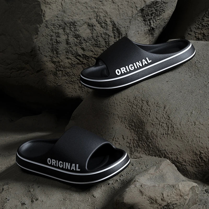 Mens Thick Sole Indoor Bathroom Anti Slip Shoes Summer Couple Sandals Feslishoet Women Letter Slippers Beach Slides Solid Color