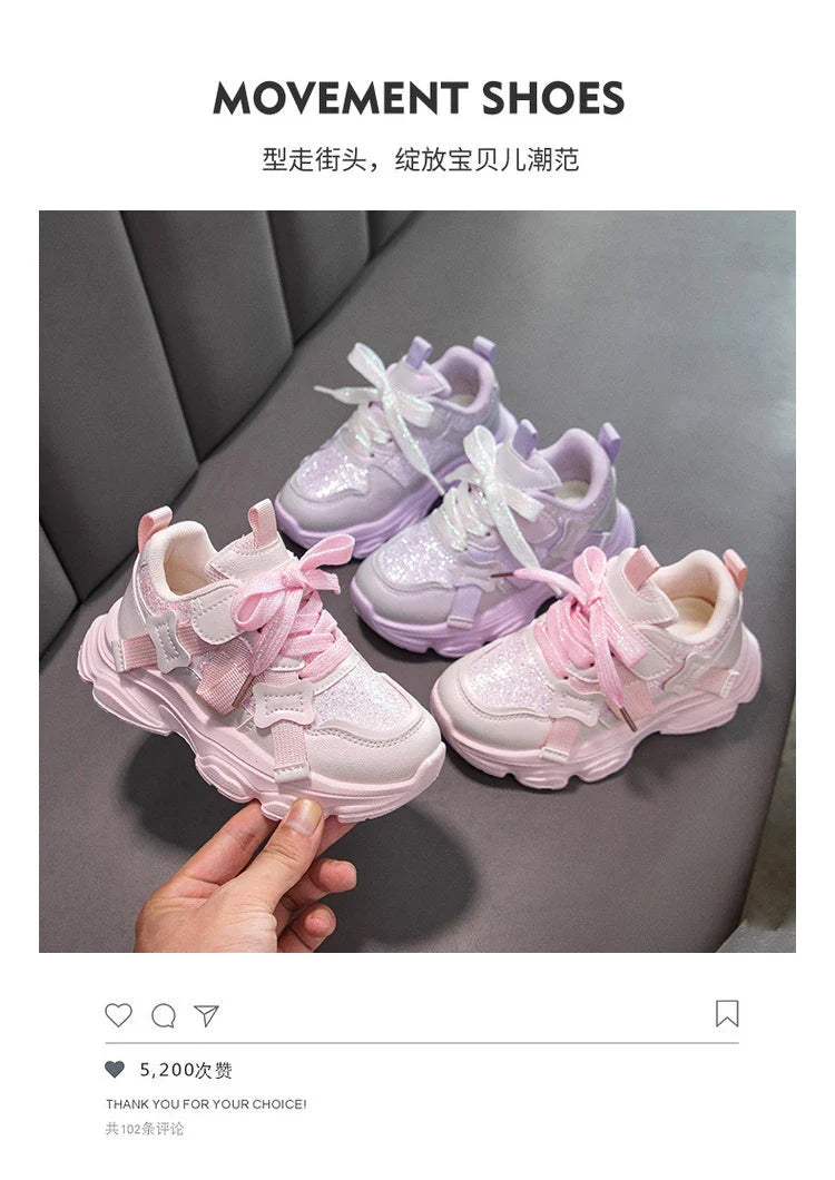 Fashion Versatile Sneakers for Girls 2026 New Autumn Toddler Running Shoes Soft Sole All-day Comfort Kids School Sports Sneakers
