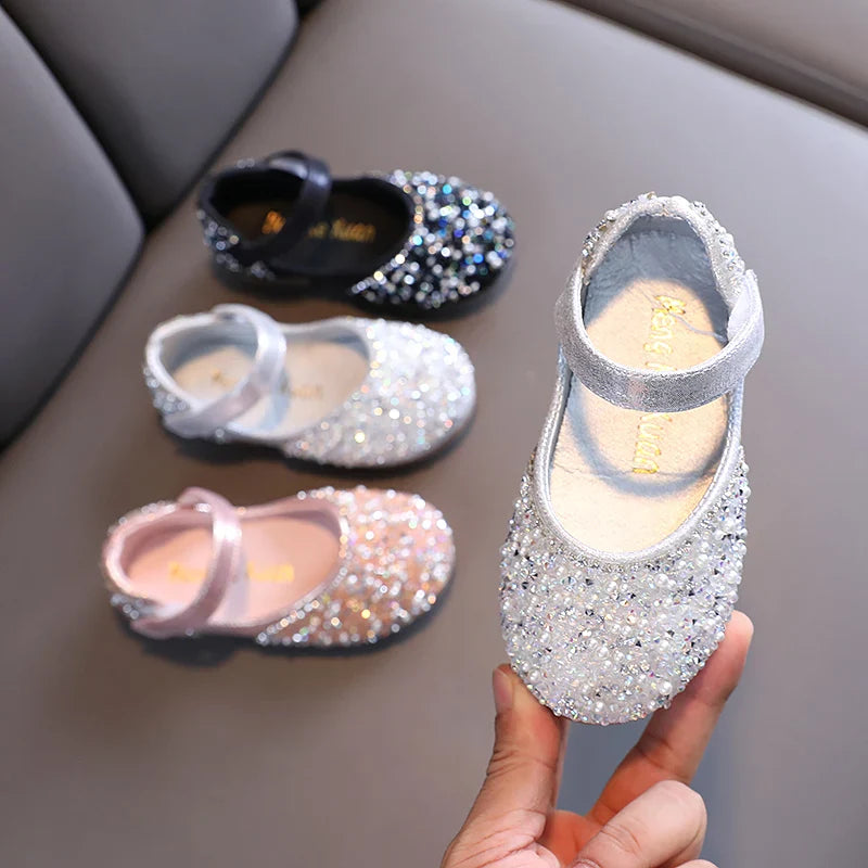 Girl's Princess Shoes Summer Glimmer Round Toe Party Dance Flat Shoe for Girls Spring Size 21-36 Infant Children Mary Janes