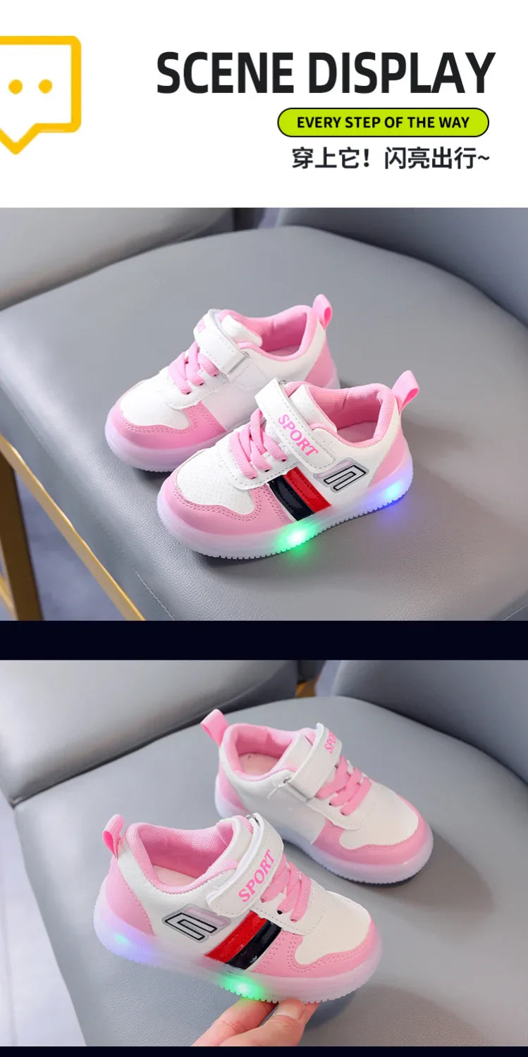 Boys Sneakers Sensor Lights Luminous Board Shoes Lightweight Skateboard Sneaker Kids Toddler Shoe Girls Walking Sport Footwear