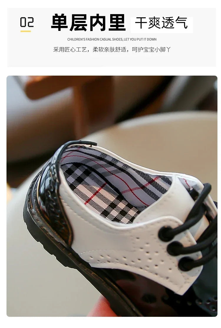 Boys Girls Fashion Leather Shoes 2025 Children New Style Oxfords Kids Flats for Baby School Party Formal Wedding Leather Shoes