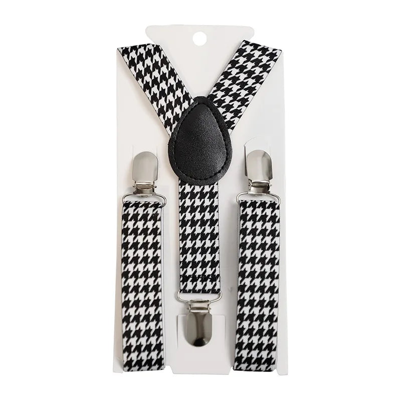 2.5cm Children's Suspender Adjustable Straps Buckles Length Clothing with Three Elastic Clips Suspender Kids Wedding Accessories